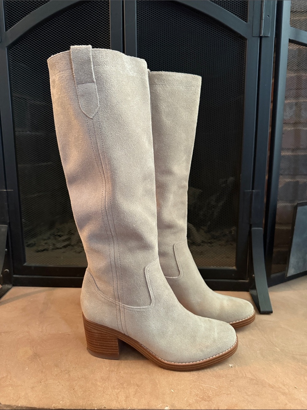 Nine West Hecee Tan Taupe Natural Tall Suede Knee-High Pull-On Boots 7.5 M